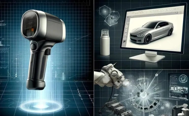 Engineer operating a 3D scanner during a precision scanning workflow