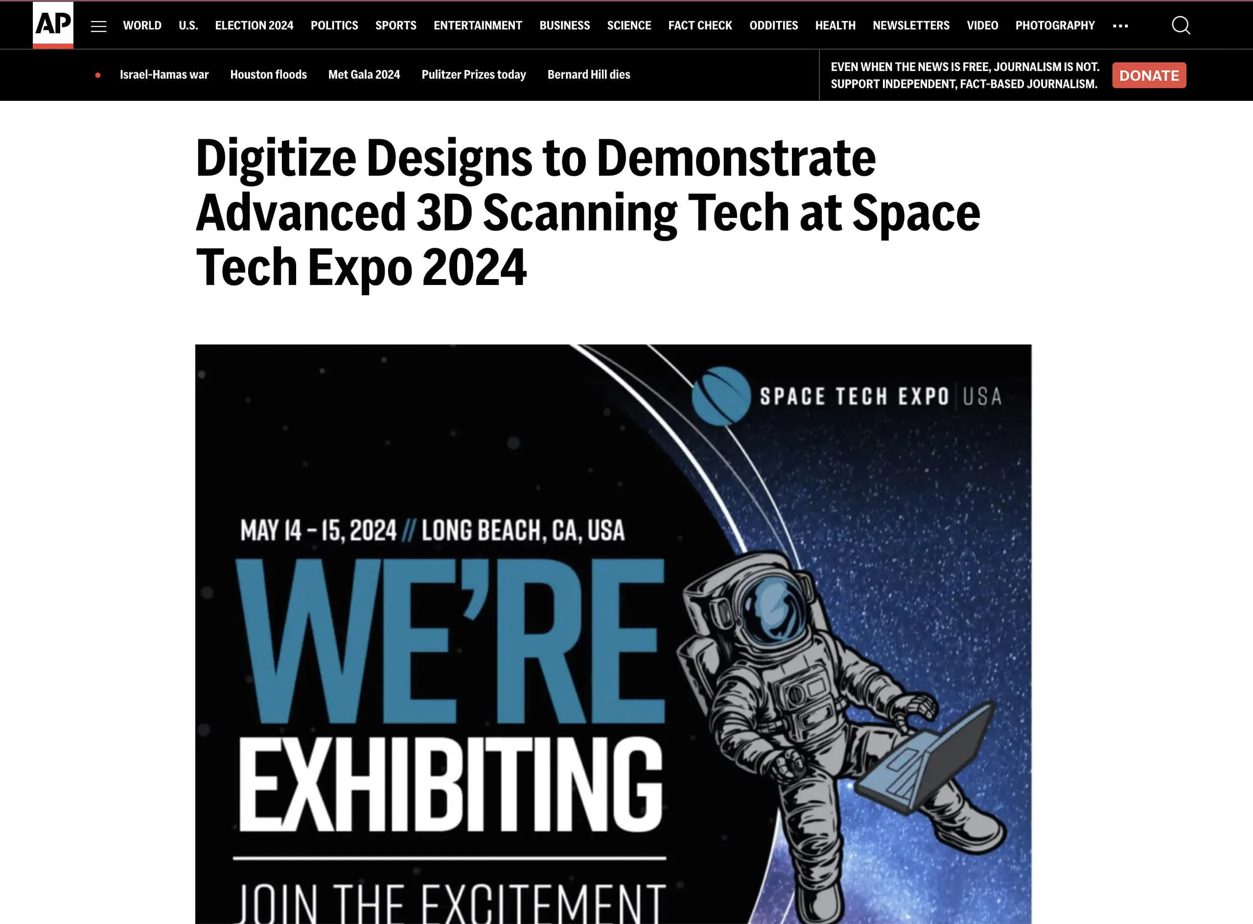 Aerospace 3D Scanning at Space Tech Expo 2024