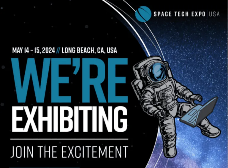 Space Tech Expo 2024 exhibition booth graphic featuring Digitize Designs