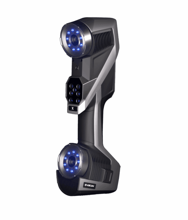 Scantech KSCAN X handheld 3D scanner shown in full view, designed for high-precision, wireless large-part scanning.