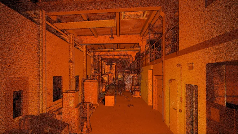 Artec Jet LiDAR scanner capturing industrial infrastructure space